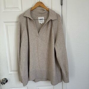 Aerie collared Beige Knit Sweater